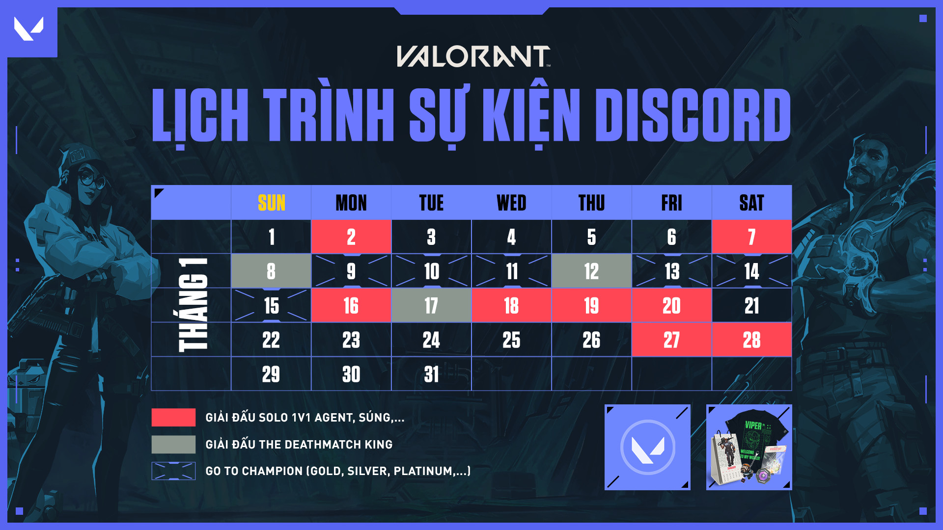 Lịch trình các Giải đấu Server Discord VALORANT Vietnam tháng 1
